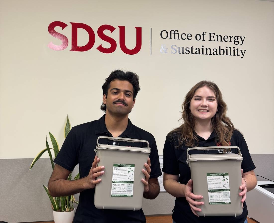 Compost student assistants in the Office of Energy & Sustainability collaboration room
